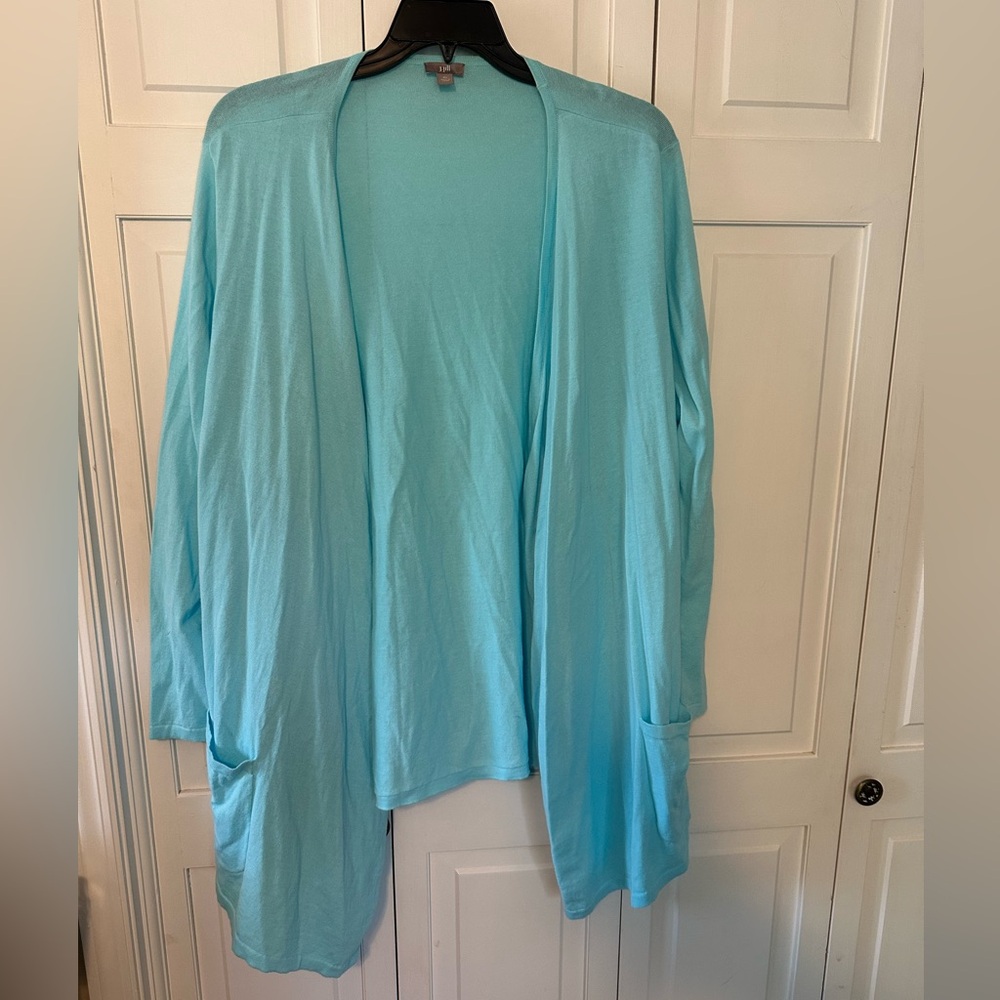 J. Jill Open Front Cardigan Sweater – Aqua Blue – 100% Cotton – Women’s XL